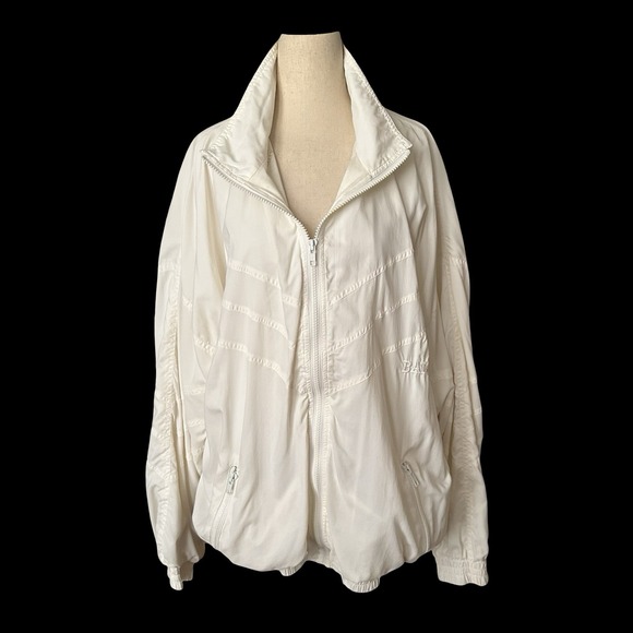 Bally Vtg Full Zip Jacket Windbreaker Womens Sz XL Ivory Soft Cotton Logo Lining - Picture 4 of 14